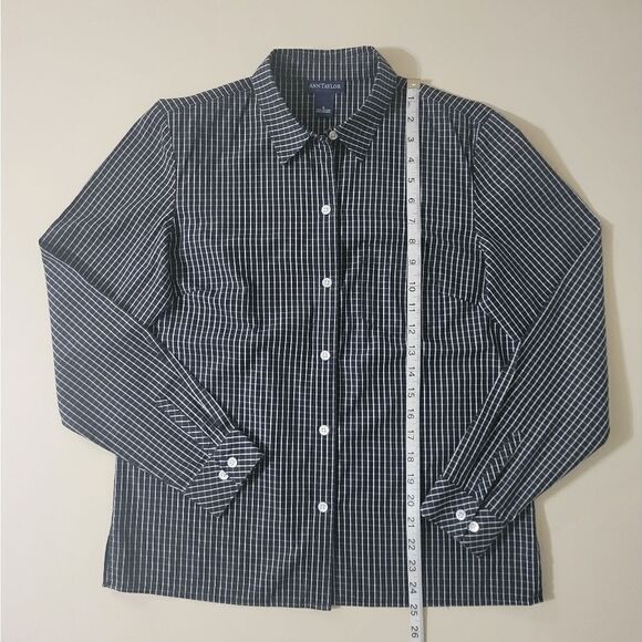 Ann Taylor Black Check Button-Down Shirt - Picture 4 of 14